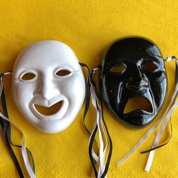 Vintage comedy and tragedy masks for wall decor